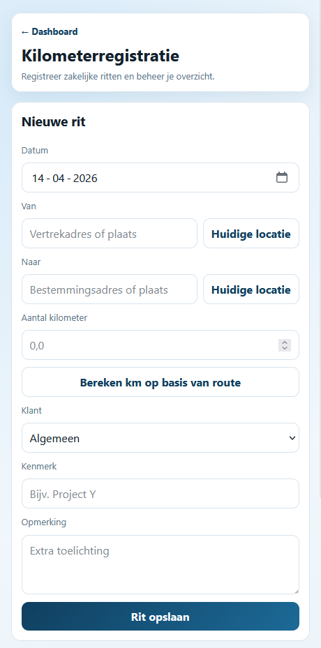 Kilometer registratie